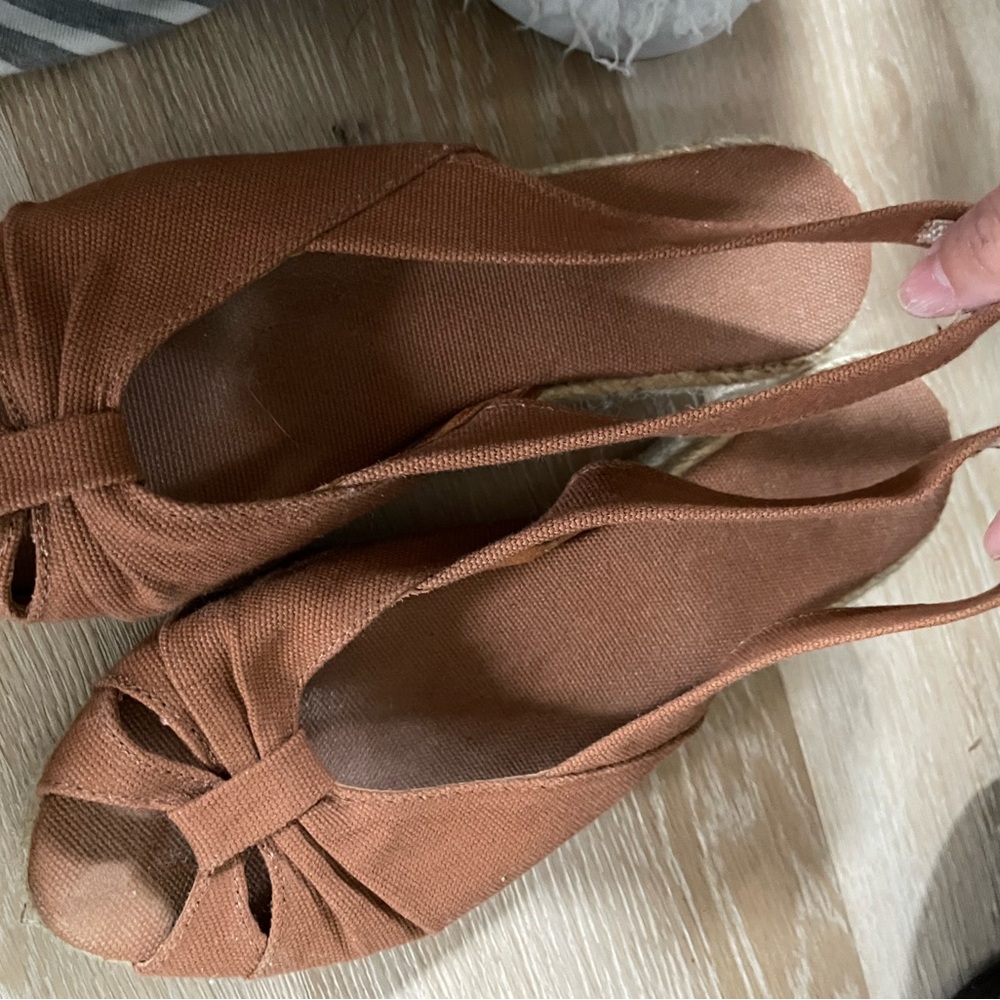 Brown Slingback Espadrille Wedge Sandals